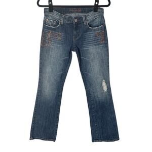 American Eagle Womens Vintage Stretch Boot Cut Embellished Jeans Sz‎ 2 Petite